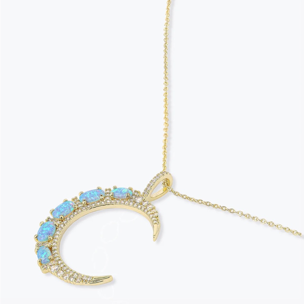 💜 Melinda Maria. She's an Icon Moon Necklace Gold|Blue Opal. NWT - Picture 3 of 6